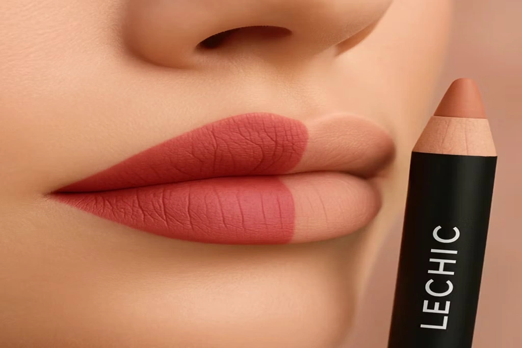 آرایش لب با دو رنگ رژلب مدادی لچیک؛ مات و مخملی