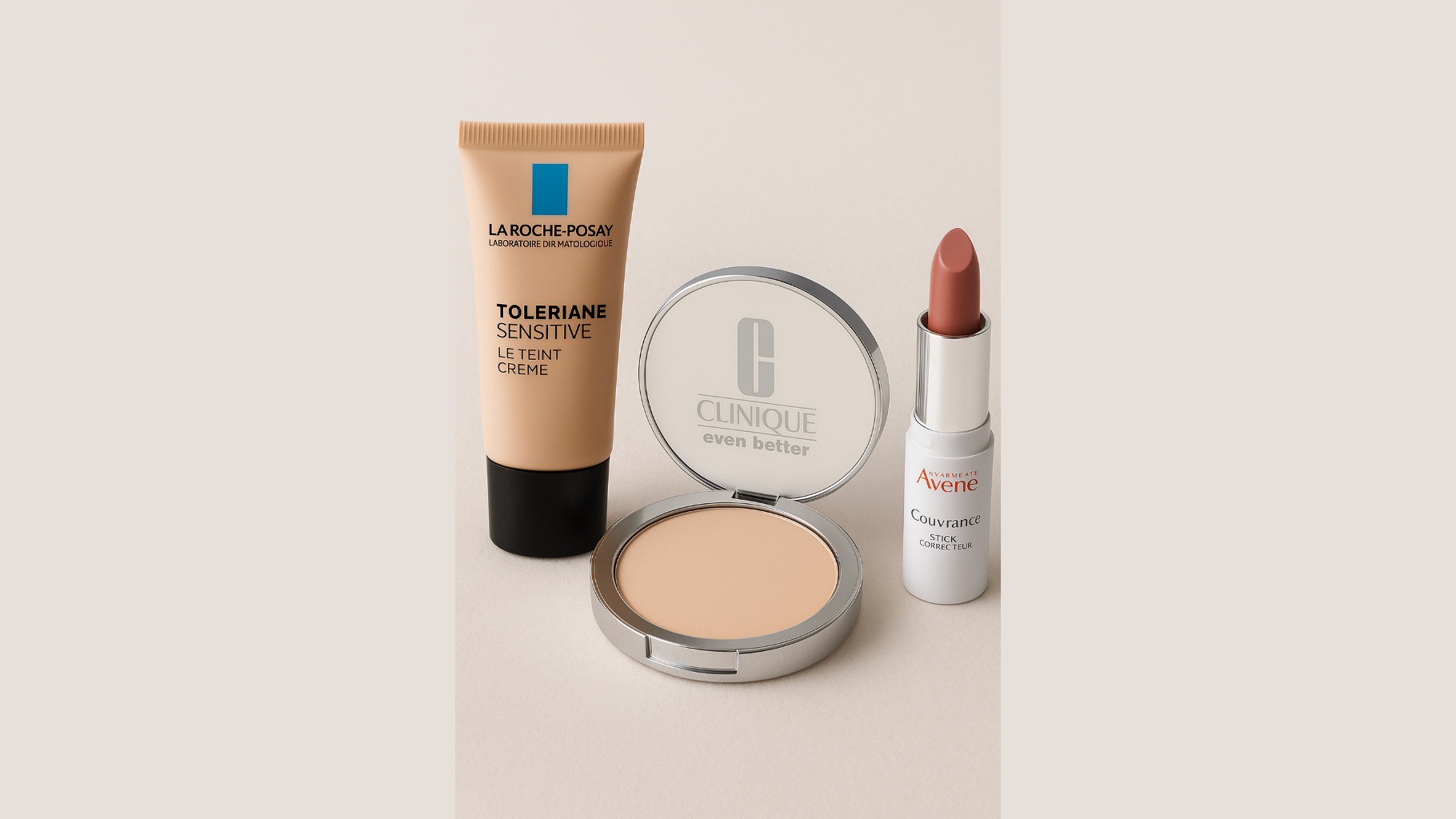 محصولات آرایشی مخصوص پوست حساس برند La Roche-Posay، Clinique و Avène - نمای افقی و باکیفیت برای معرفی در مقاله