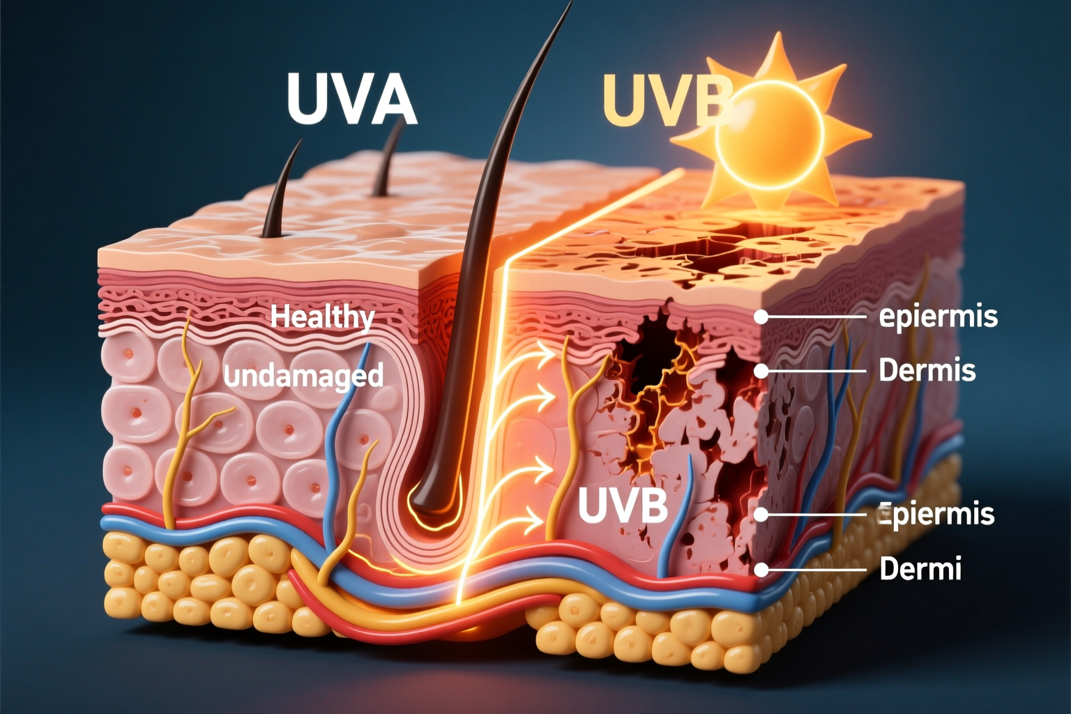 تفاوت اثر اشعه UVA و UVB بر روی پوست