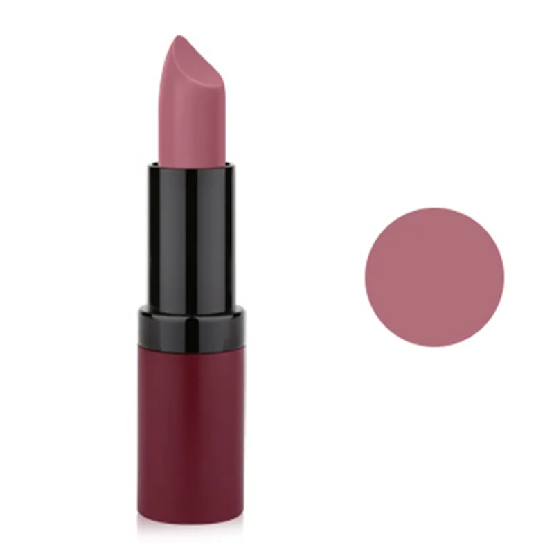 تصویر رژ لب مات با ماندگاری بالا مدل Velvet Matte از برند گلدن رز با رنگ‌بندی متنوع و بافت مخملی